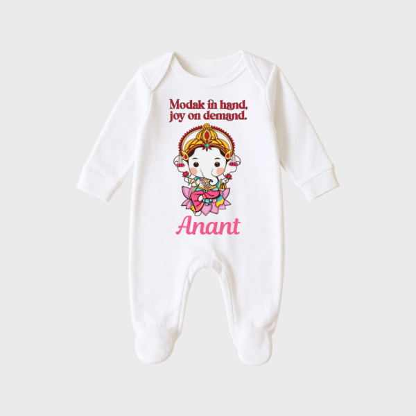 Joy Ganesha – Personalized Full Sleeve Sleep Suit / Body Suit – Perfect for Ganesh Chaturthi Celebrations