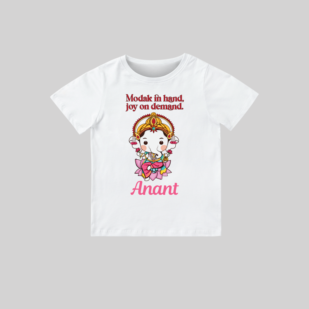 Ganesha Romper-03 Joy Ganesha – Personalized Baby T-shirt for Ganesh Chaturthi Celebrations - Image 1