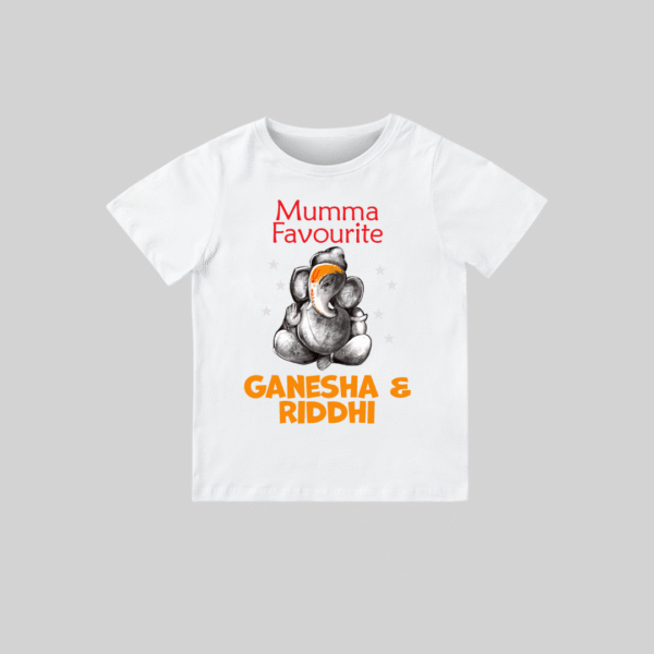 Mumma Favourite Ganesha & Riddhi – Personalized Baby T-shirt for Ganesh Chaturthi Celebrations