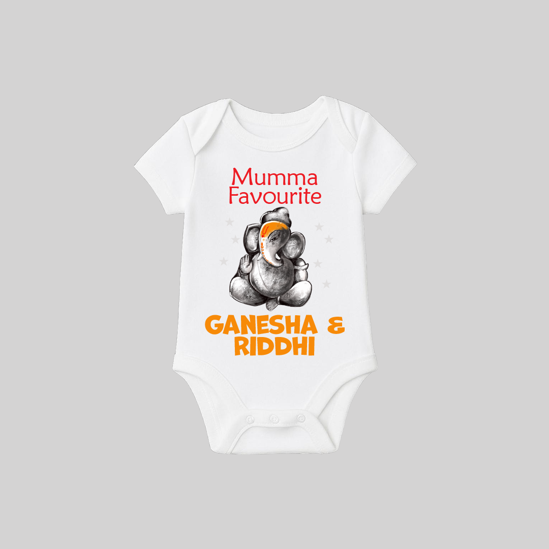 Ganesha Romper-07 Baby Cute joy of Ganesha – Onesie/Romper | Personalized Romper / Onesie for Ganesh Chaturthi Festival - Image 1