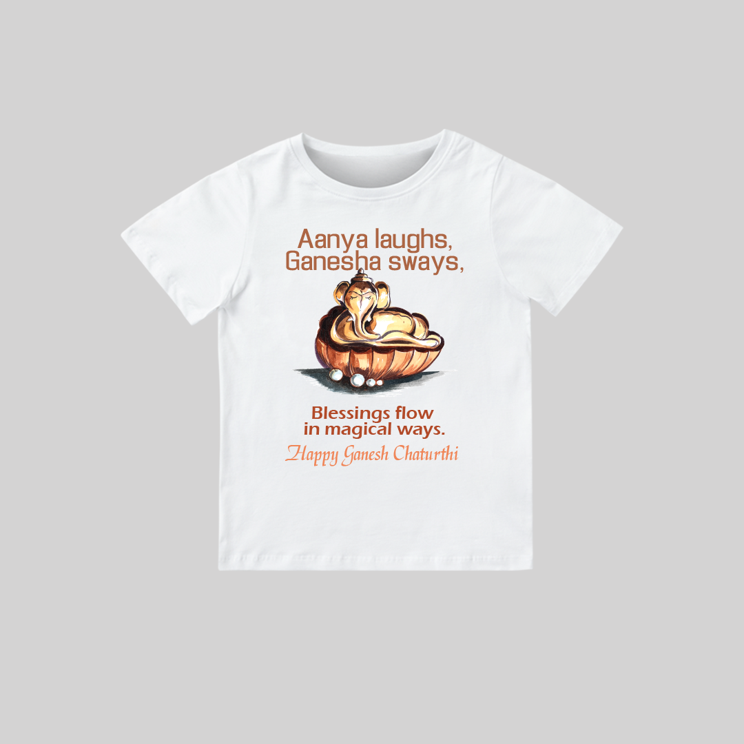 Ganesha Romper-09 Baby Laugh Ganesha sways – Personalized Baby T-shirt for Ganesh Chaturthi Celebrations - Image 1