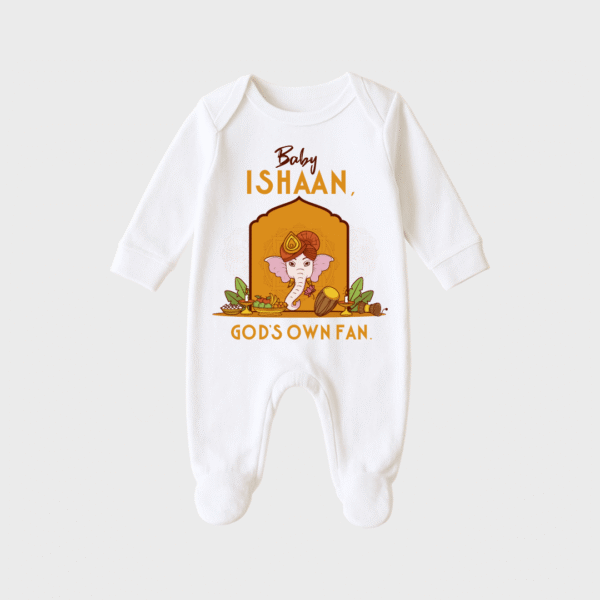 Baby Cute God’s own fan – Personalized Full Sleeve Sleep Suit / Body Suit – Perfect for Ganesh Chaturthi Celebrations