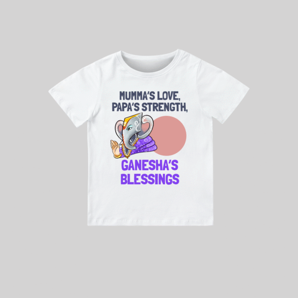 Mumma’s Love and Papa Strength – Personalized Baby T-shirt for Ganesh Chaturthi Celebrations