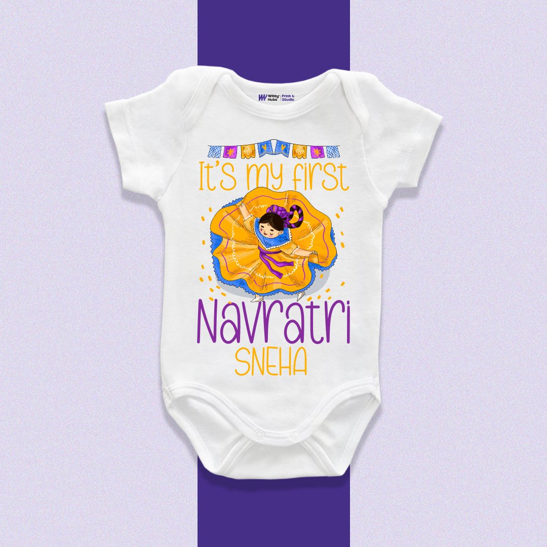 Its my frist navratri sneha Customize Onesie_Romper Its my first navratri sneha Customize Onesie_Romper - Image 1
