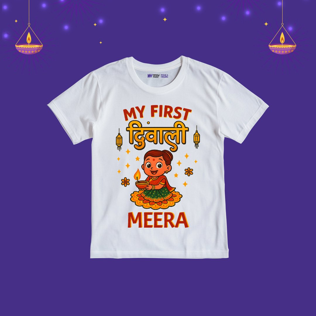 My First Diwali Meera Customize Tshirt_ My First Diwali Meera Customize T-Shirt - Image 1