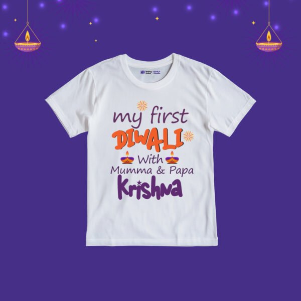 My First Diwali With Mummy And Papa krishna  Customize T-Shirt