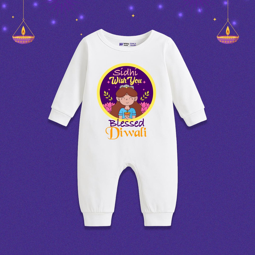 Wish You Blessed Diwali Customize Sleep Suit Wish You Blessed Diwali Customize romper - Image 1