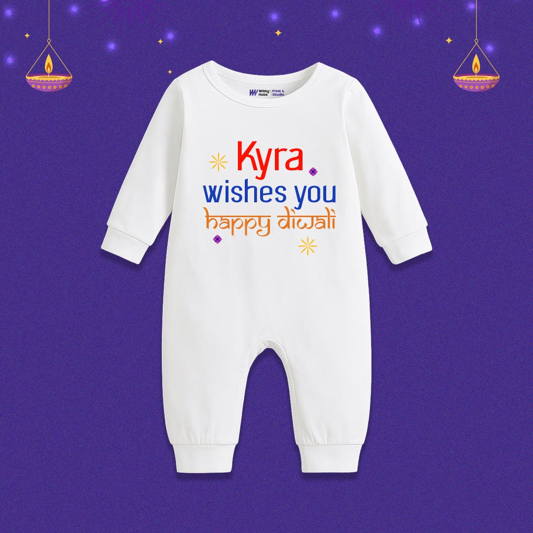 Wishes You Happy Diwali Customize Sleep Suit Wishes You Happy Diwali kyra Customize romper - Image 1